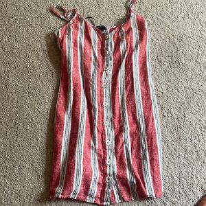 Red and white striped dress